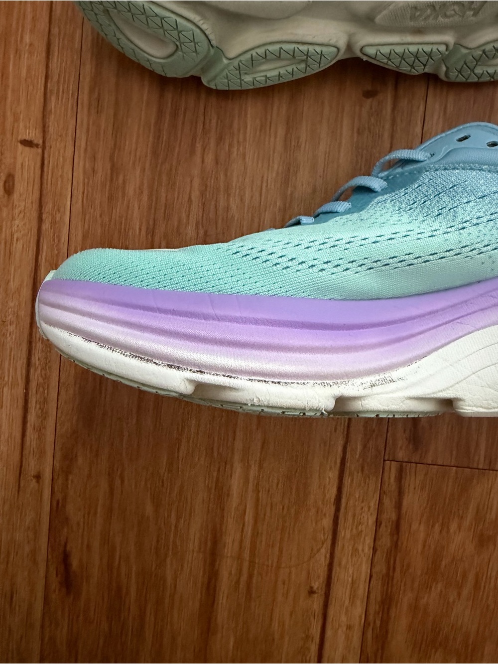 Hoka bondi 8 Women's Running Shoe in Aqua and Lavender - Picture 8 of 11